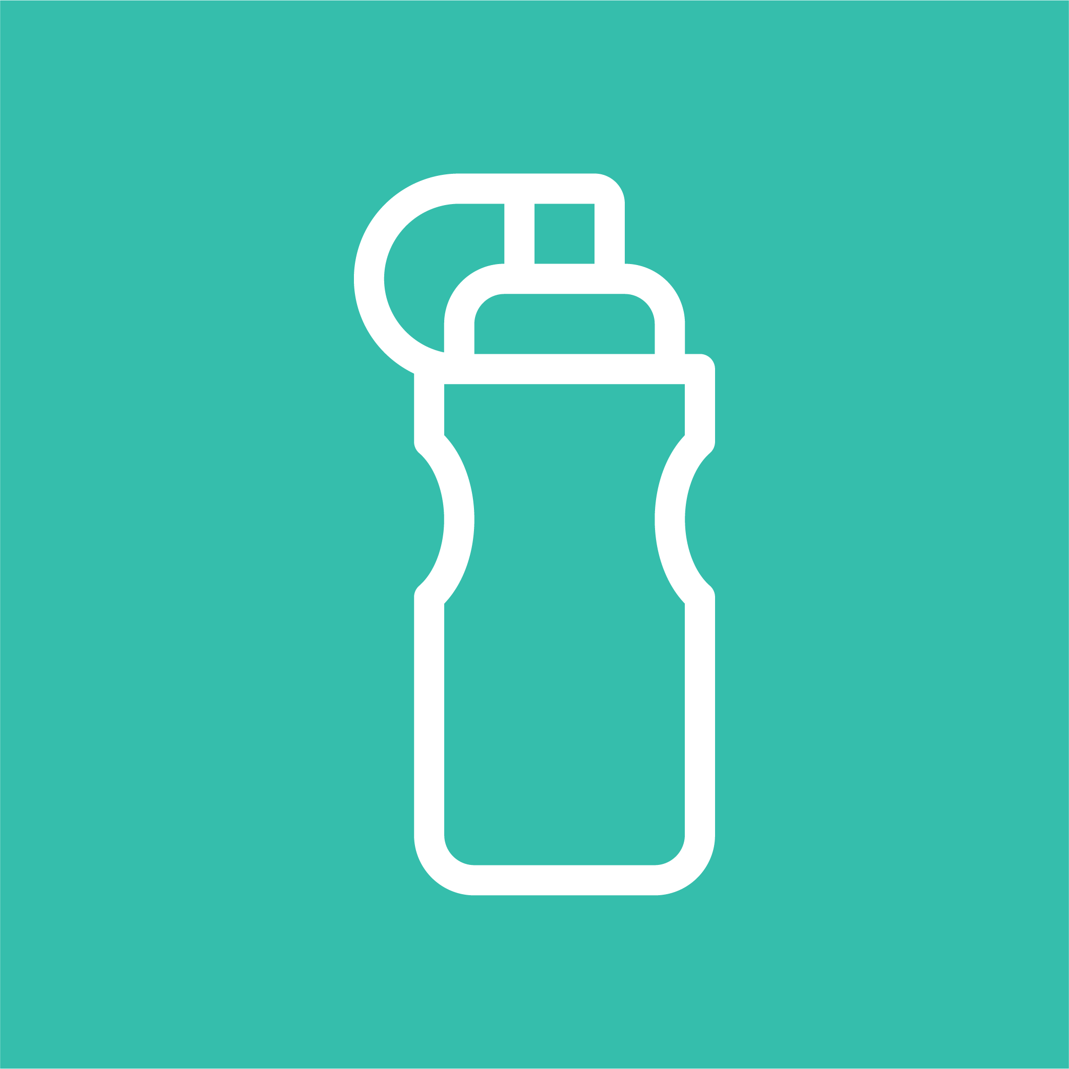White drink bottle icon with aqua background